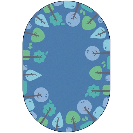 Carpets For Kids 6 x 9 ft. Kidsoft Tranquil TreesBlue Oval 1766